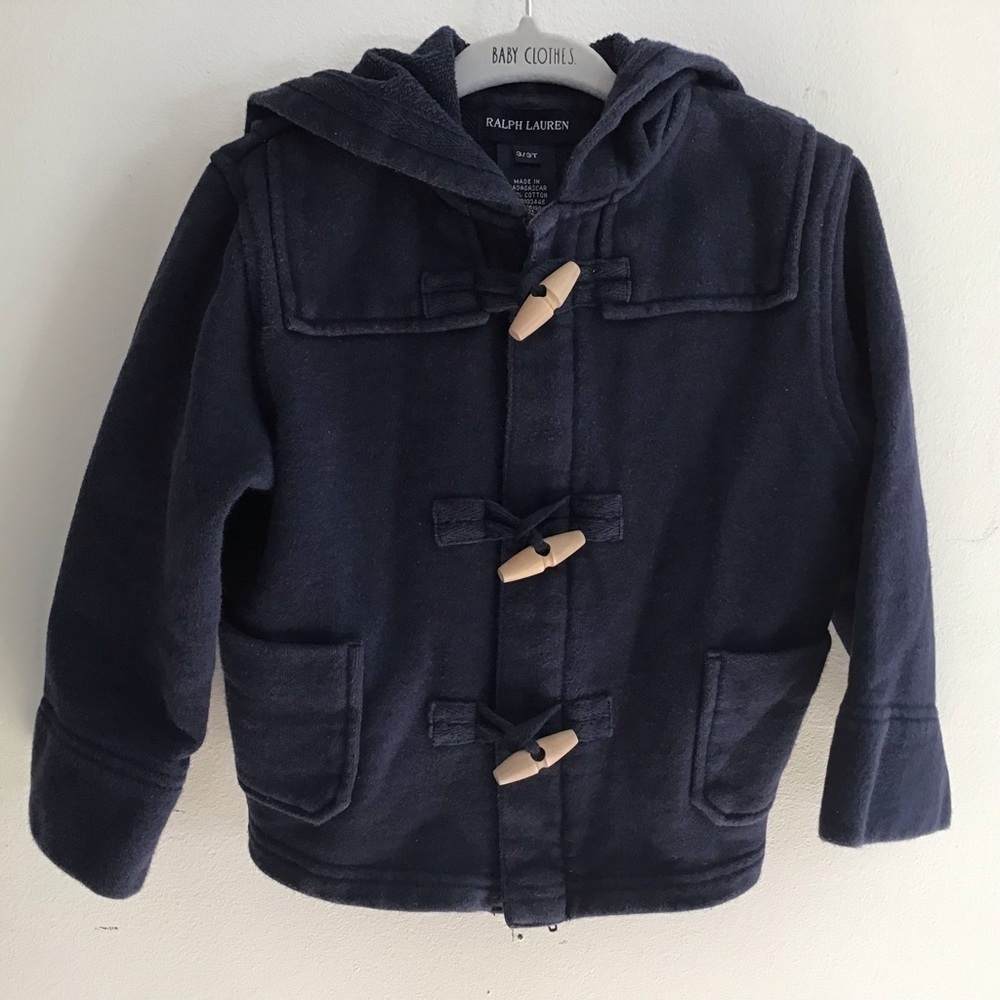 Ralph Lauren Black Label Child’s 100% Cotton Hooded, Zip And Toggle 3t Jacket.
